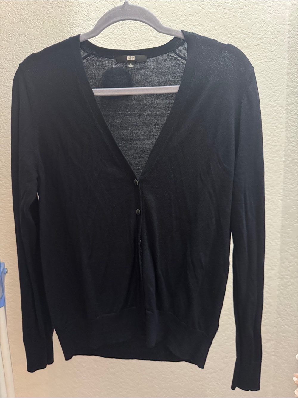 Uniqlo Lightweight Black V-Neck Button Cardigan